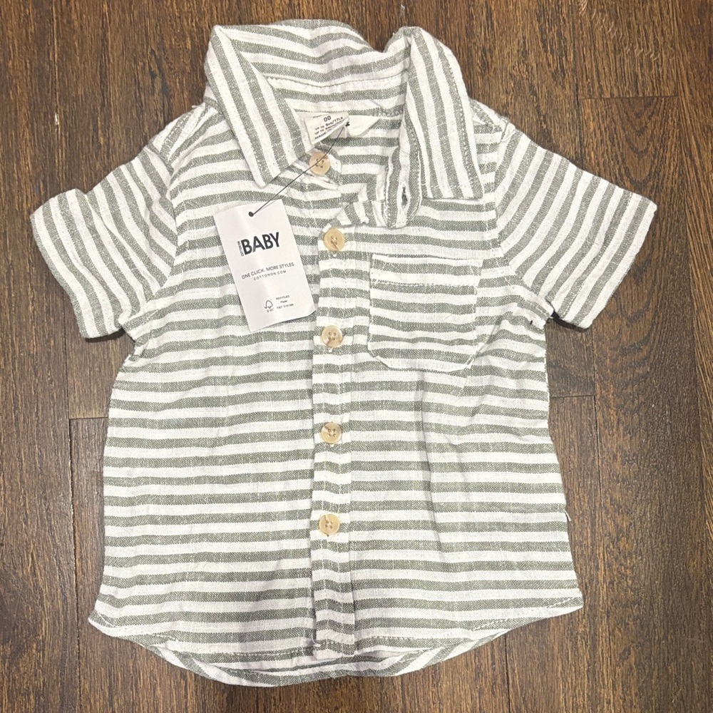 Cotton On Kids Gray Striped Button Down Shirt